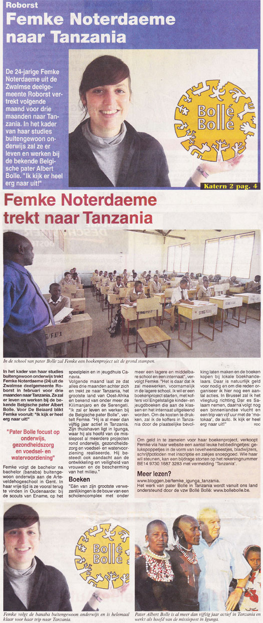 Femke Noterdaeme naar Tanzania