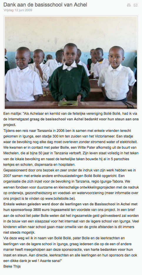 Dank aan basisschool Achel - 12.06.2009